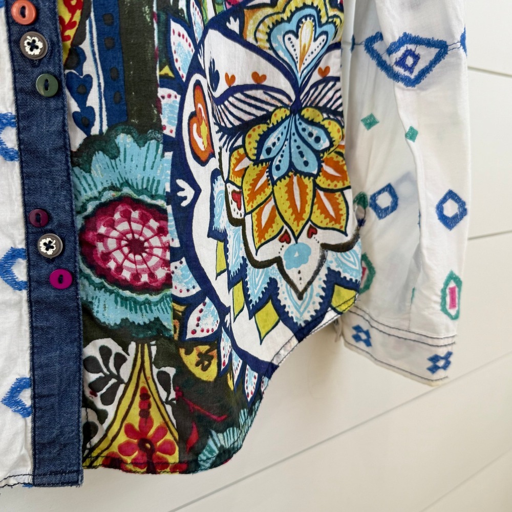 Desigual MAURICIO Patchwork Button Down Shirt Flo… - image 3